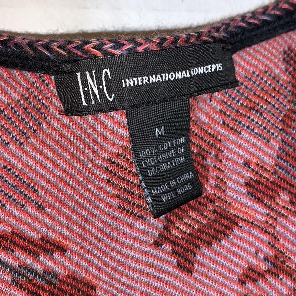 INC International Concepts Woman's black multicolored soft fabric jacket size M - Picture 5 of 8